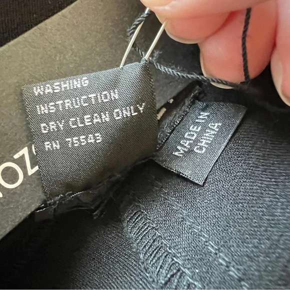 RADZOLI Wide Leg Black Trousers Top Stitch Leather-like Trim Accents Size 8 NWT - Picture 7 of 12